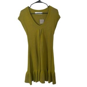 Anthropologie Sparrow Green Knit Fit And Flare Fall Dress Size‎ Small NEW Angora